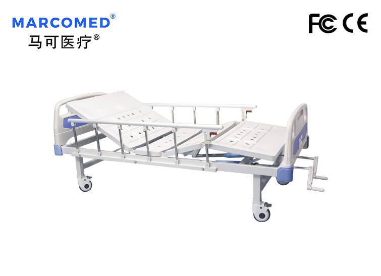 铝合金护栏两摇手动病床（经典铝合金四角刹车）